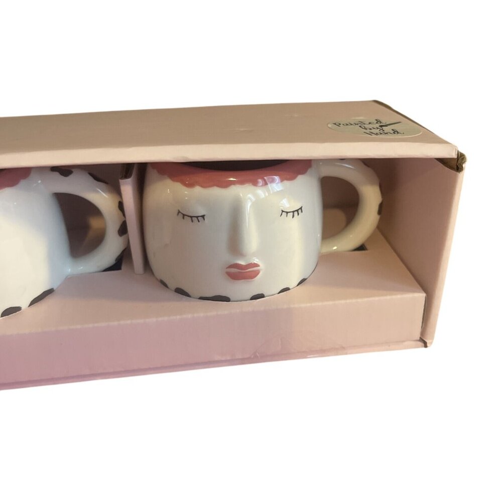 Lang Espresso Set of 4 Woman's Face New Hand Painted Ladies Face Coffee Cup Mug - Picture 5 of 16